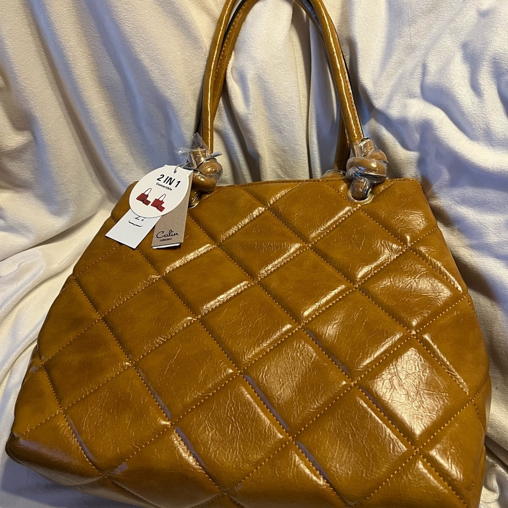 Calin Collection Vegan 2 in 1 Convertible Bag Tan
